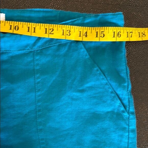 Original Collection Linen Teal Cropped Pants patch pockets size medium - Picture 8 of 11